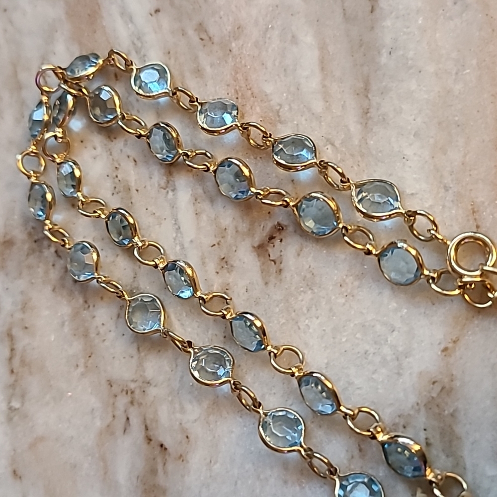 Vintage Blue Glass Necklace - Picture 3 of 4